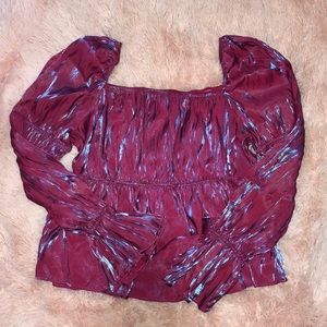 SHEIN Curve Shimmery Square Neck Blouse